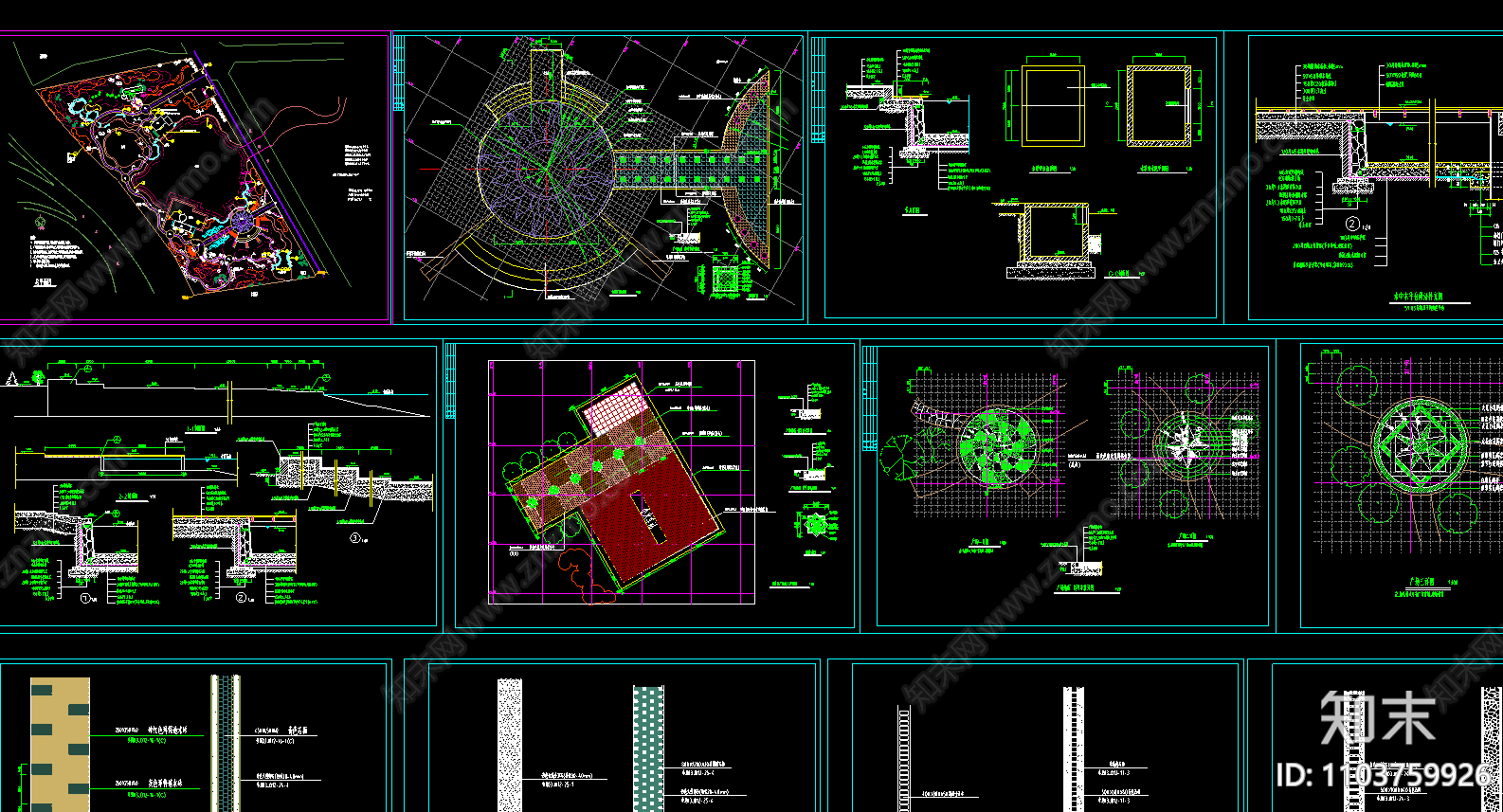 现代简约公园景观施工图下载【ID:1103759926】