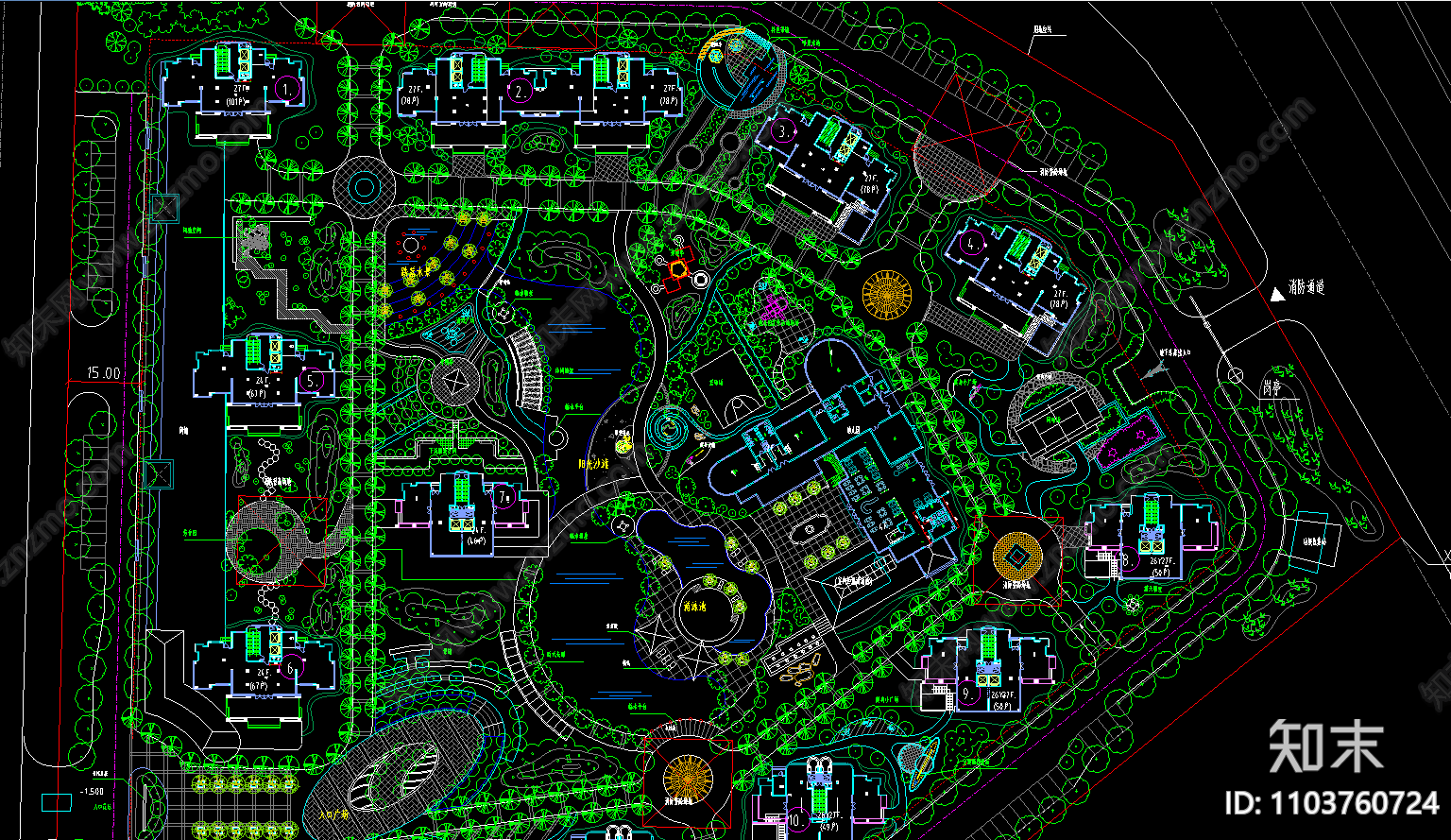 现代简约公园景观施工图下载【ID:1103760724】