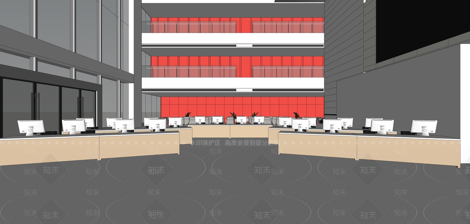 现代办事大厅SU模型下载【ID:1103775133】