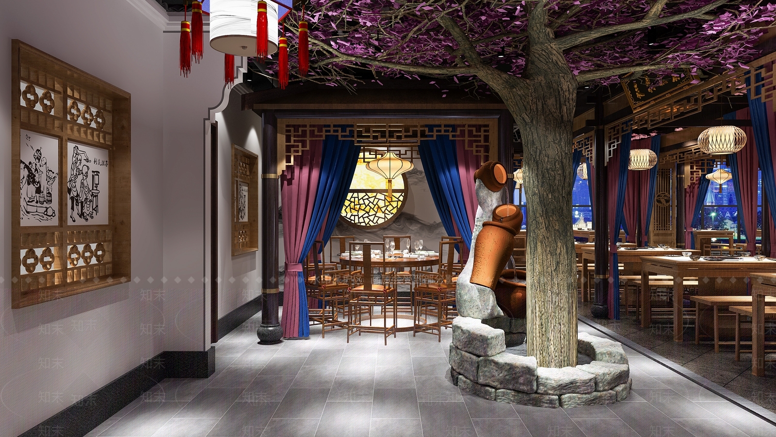 中式火锅店3D模型下载【ID:1104054681】