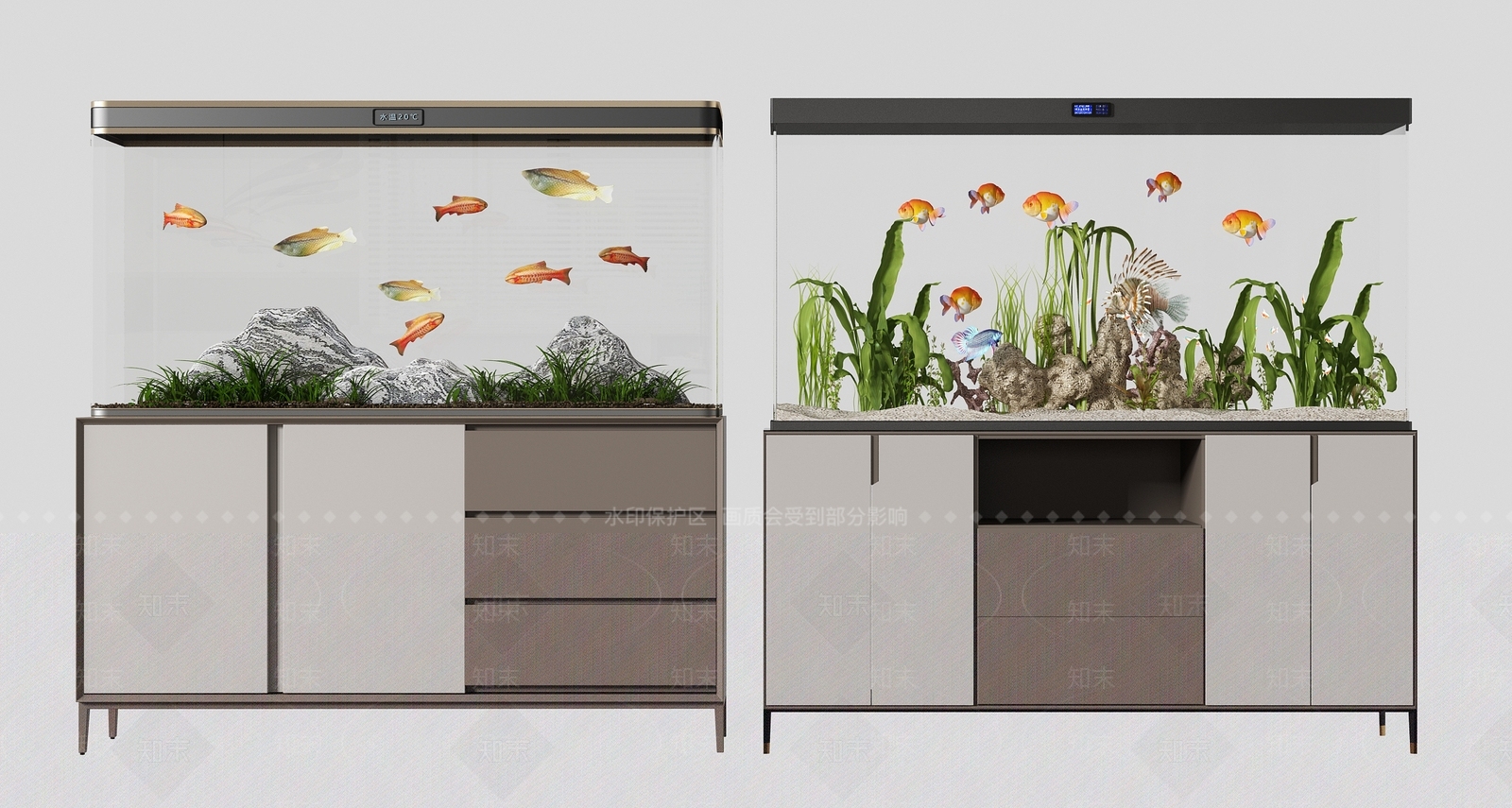 现代鱼缸水族3D模型下载【ID:1103795754】