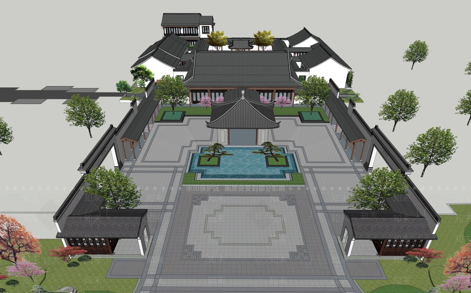 中式四合院SU模型下载【ID:1103802599】