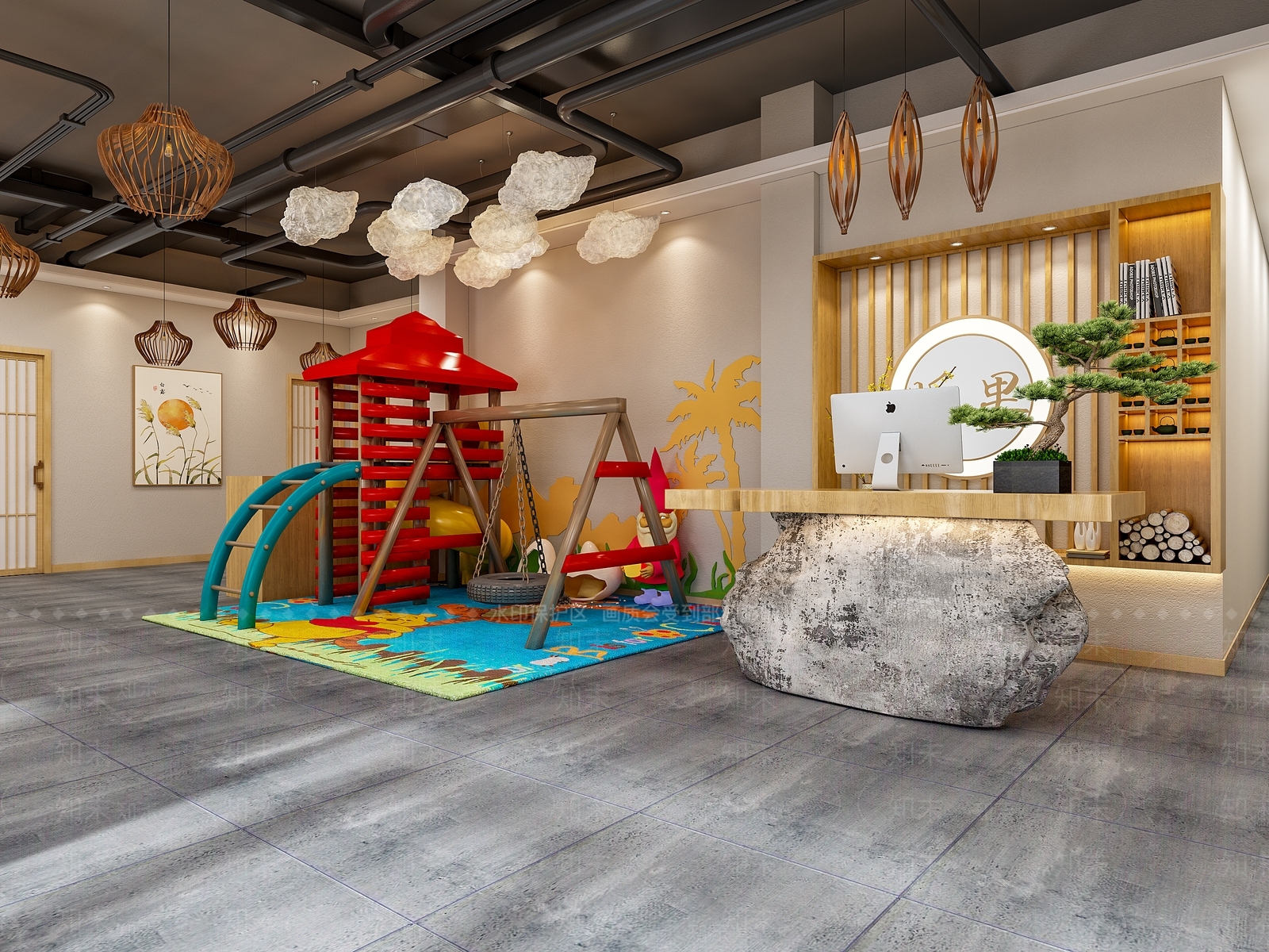 现代瑜伽室前台3D模型下载【ID:1104311081】