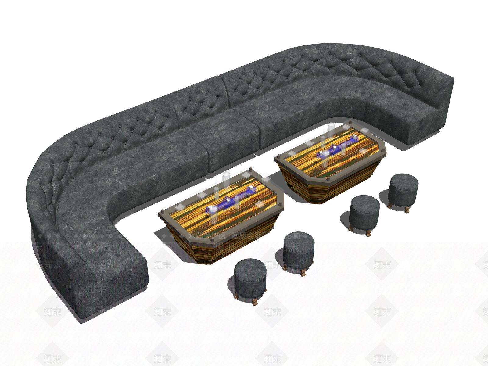 现代KTV卡座沙发SU模型下载【ID:1103820987】