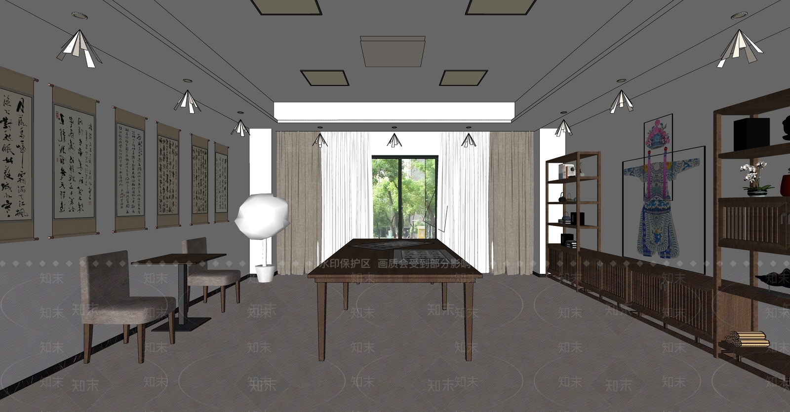 中式书画室SU模型下载【ID:1103824825】