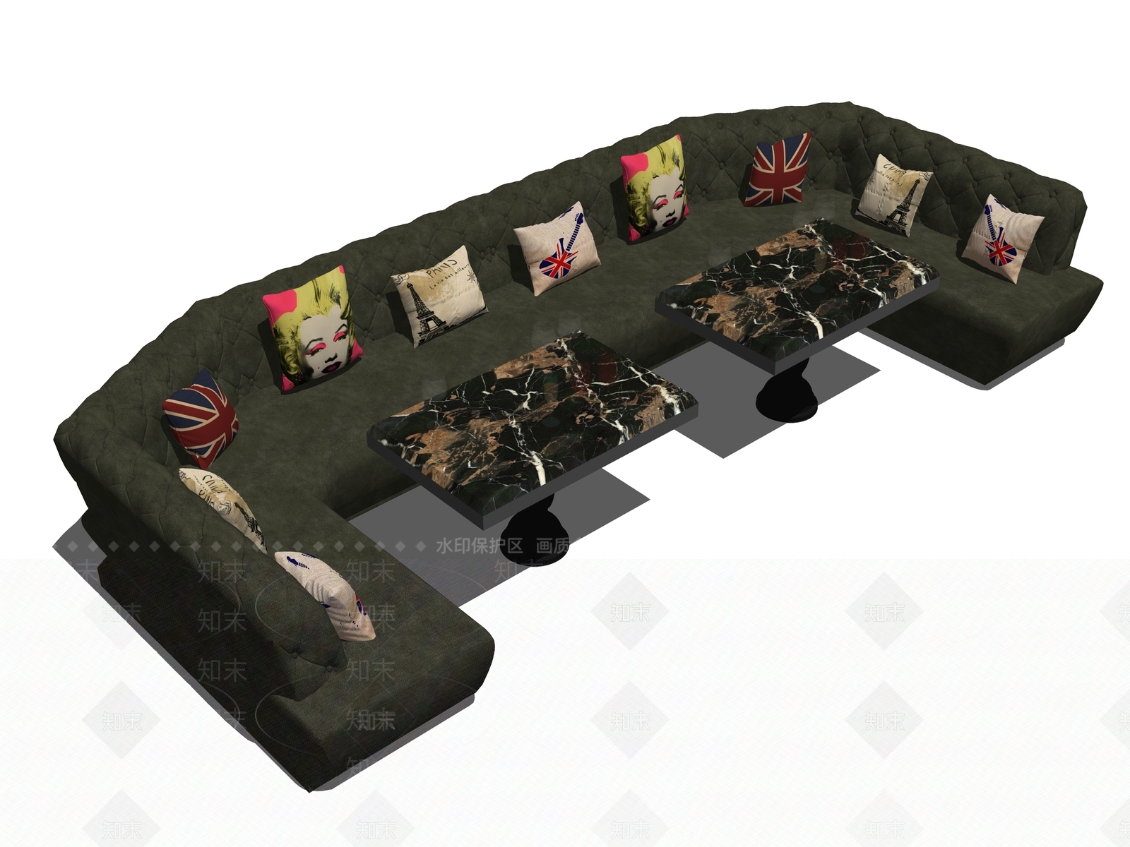 美式KTV卡座沙发SU模型下载【ID:1103830333】