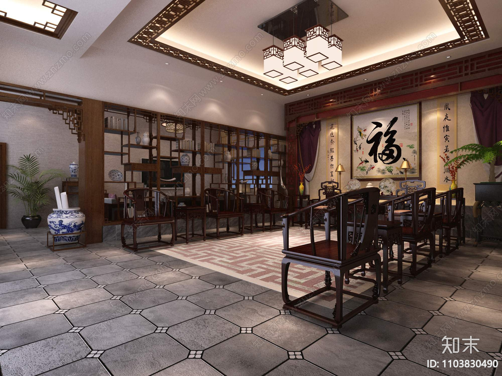纯中式别墅cad施工图下载【ID:1103830490】