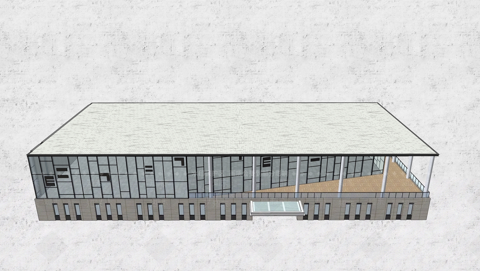 现代图书馆建筑SU模型下载【ID:1103831315】