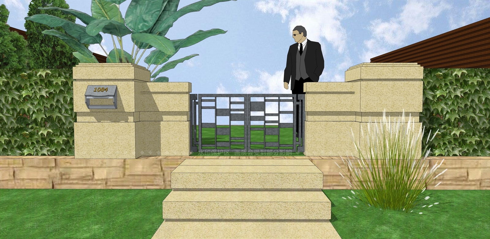 欧式别墅大门SU模型下载【ID:1103831898】