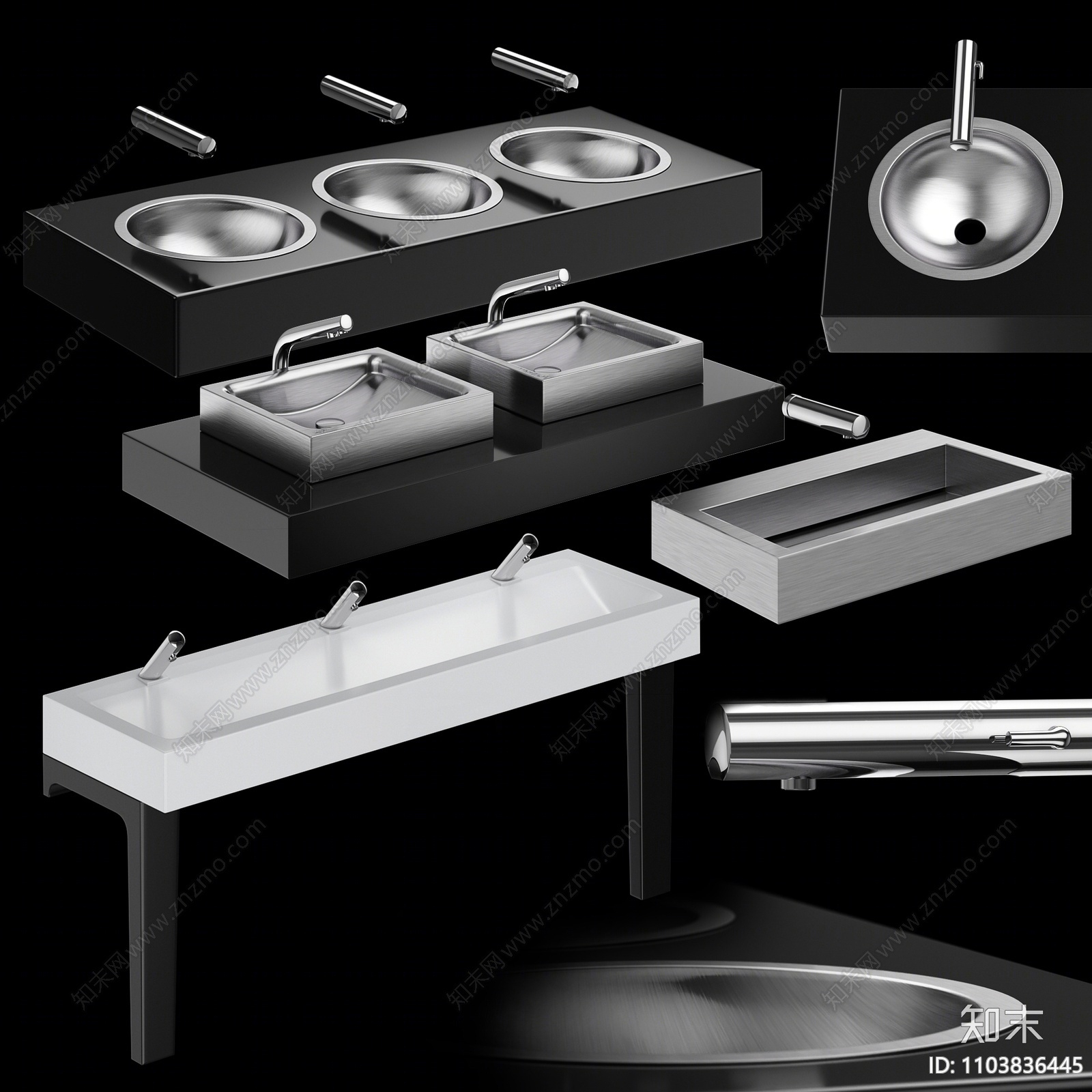 现代洗手台盆3D模型下载【ID:1103836445】