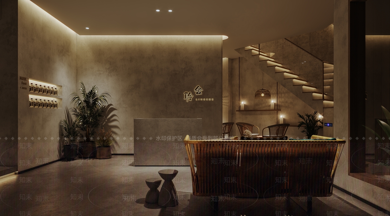 现代足浴会所前台3D模型下载【ID:1103836559】