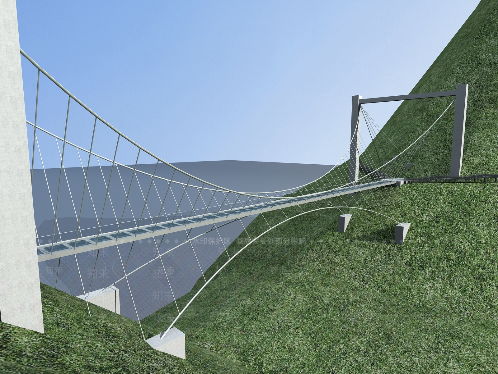 现代吊桥3D模型下载【ID:1103846394】