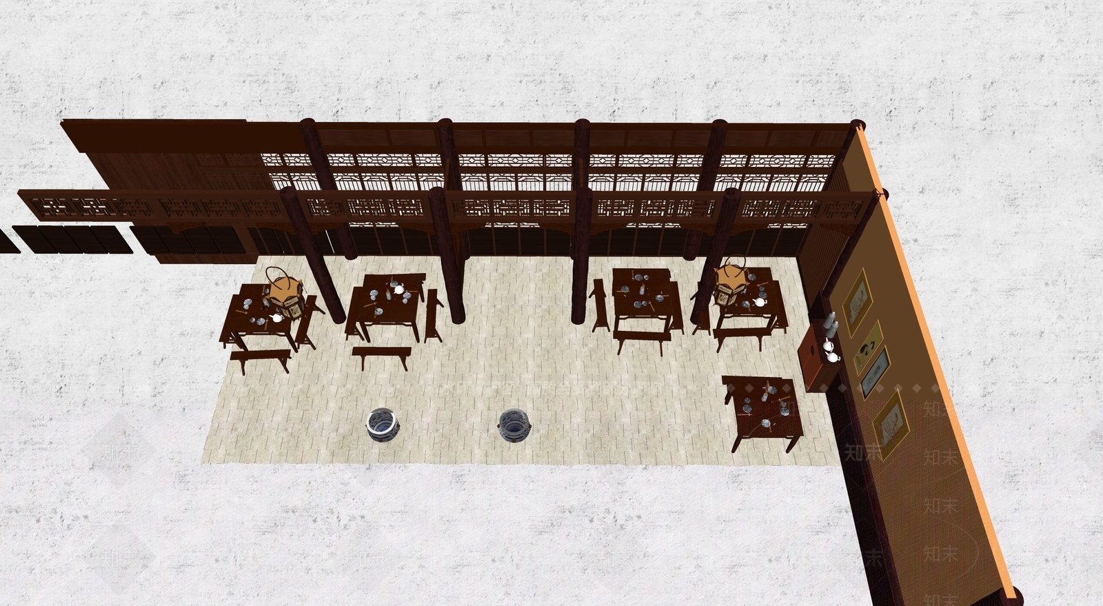 中式茶馆SU模型下载【ID:1103879781】
