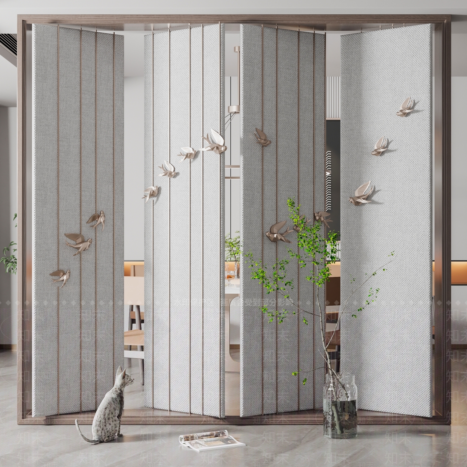 现代客餐厅隔断3D模型下载【ID:1103879989】