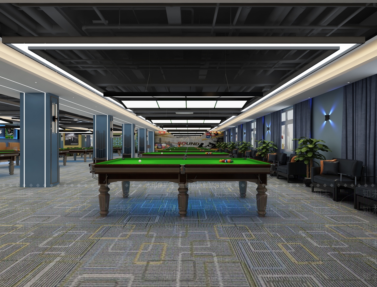现代台球厅3D模型下载【ID:1103880533】
