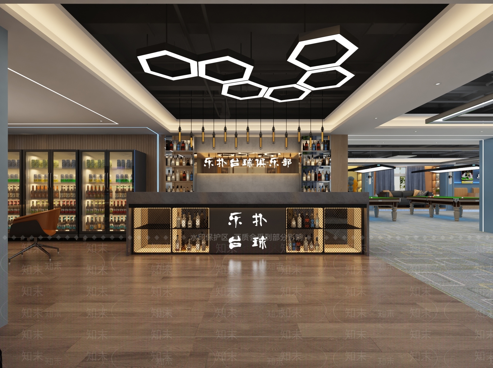 现代台球厅3D模型下载【ID:1103880533】