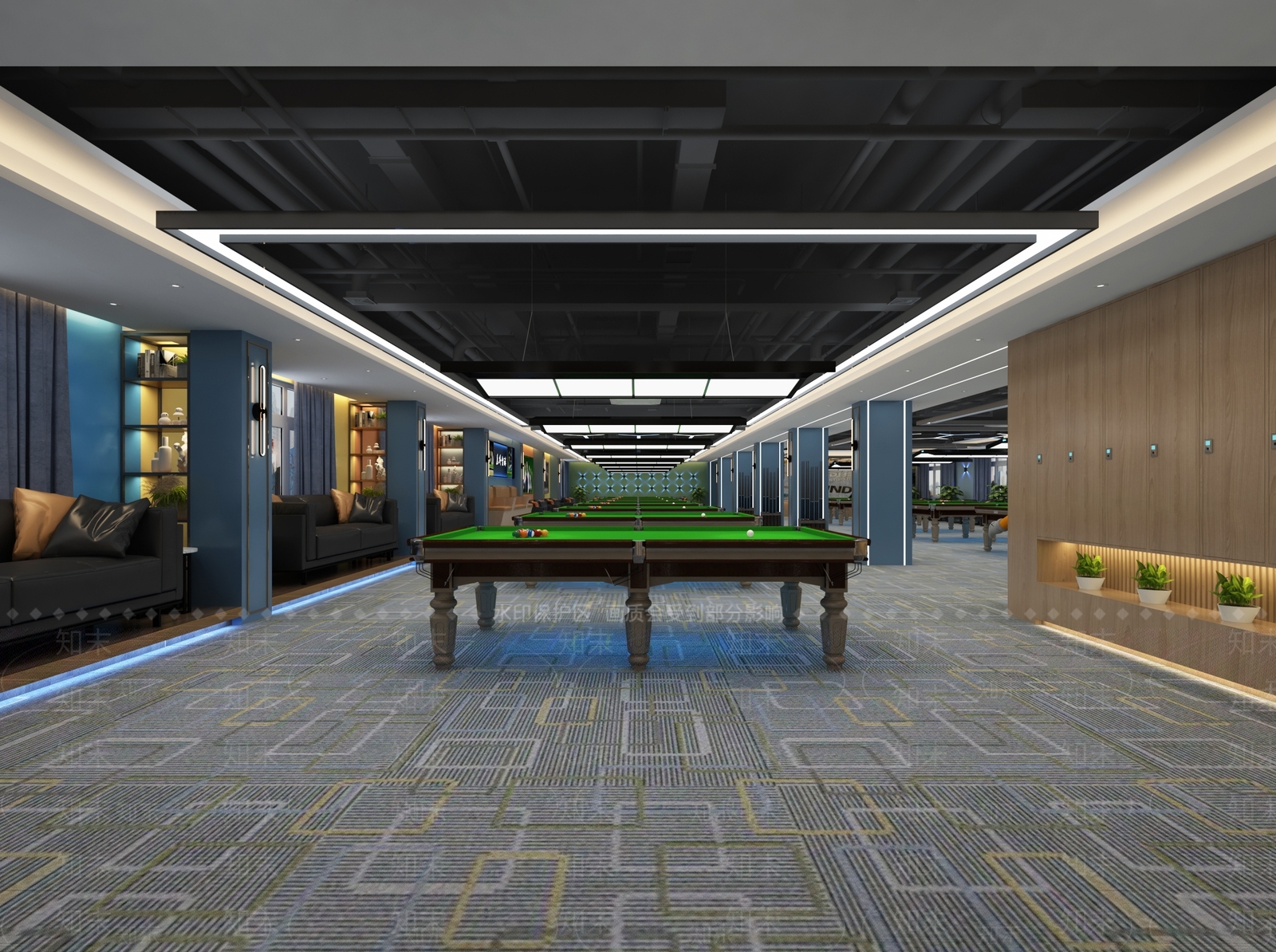 现代台球厅3D模型下载【ID:1103880533】