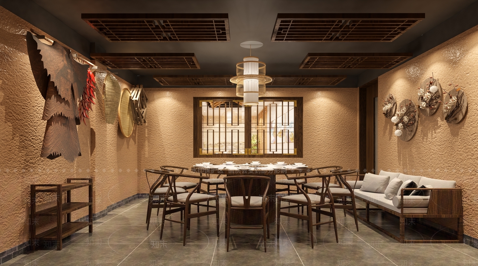 新中式火锅店3D模型下载【ID:1103895426】