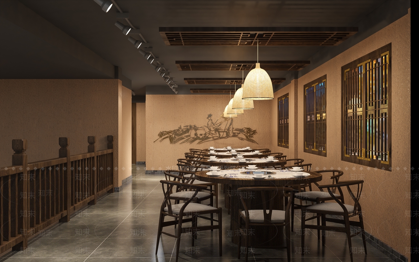 新中式火锅店3D模型下载【ID:1103895426】