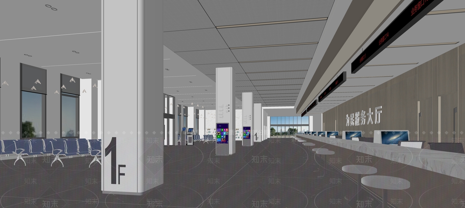 现代办事大厅SU模型下载【ID:1103896493】