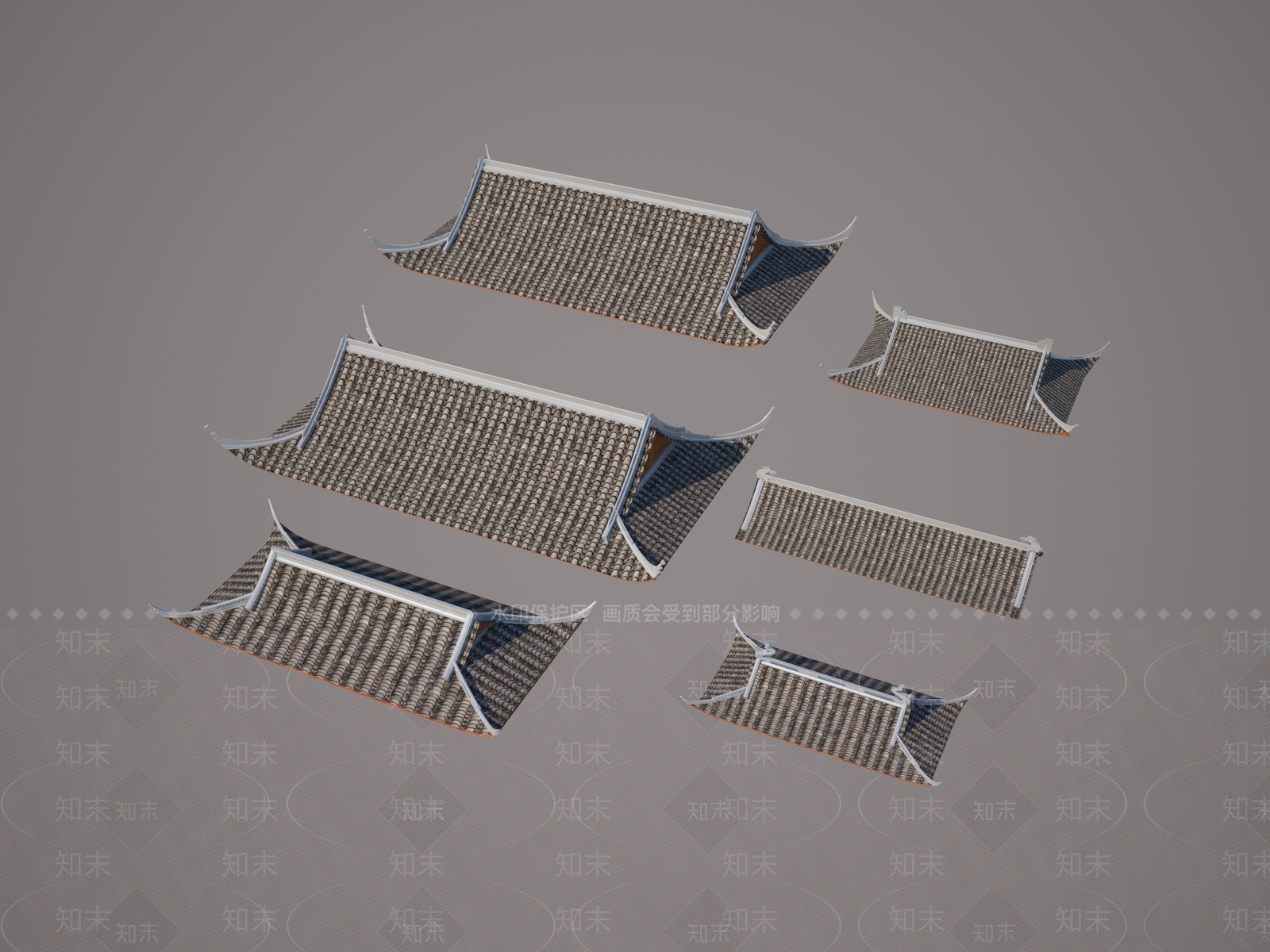 中式古建屋顶3D模型下载【ID:1103899874】