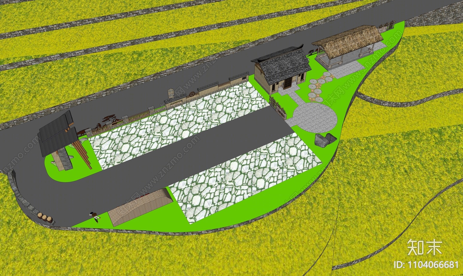 中式休息驿站SU模型下载【ID:1104066681】