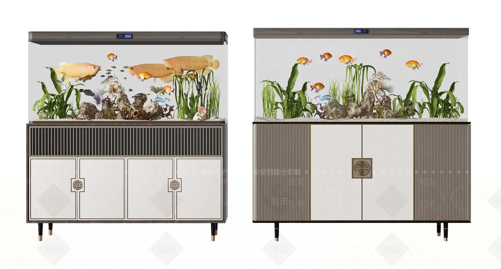 新中式鱼缸水族3D模型下载【ID:1103914642】
