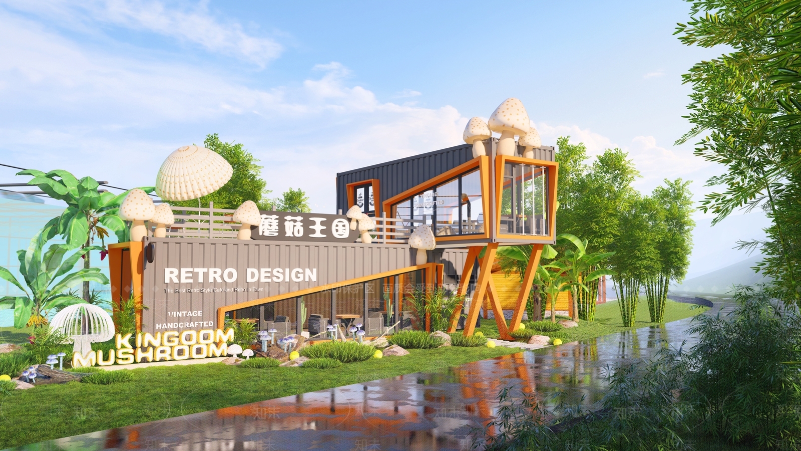 现代餐饮建筑SU模型下载【ID:1103961111】