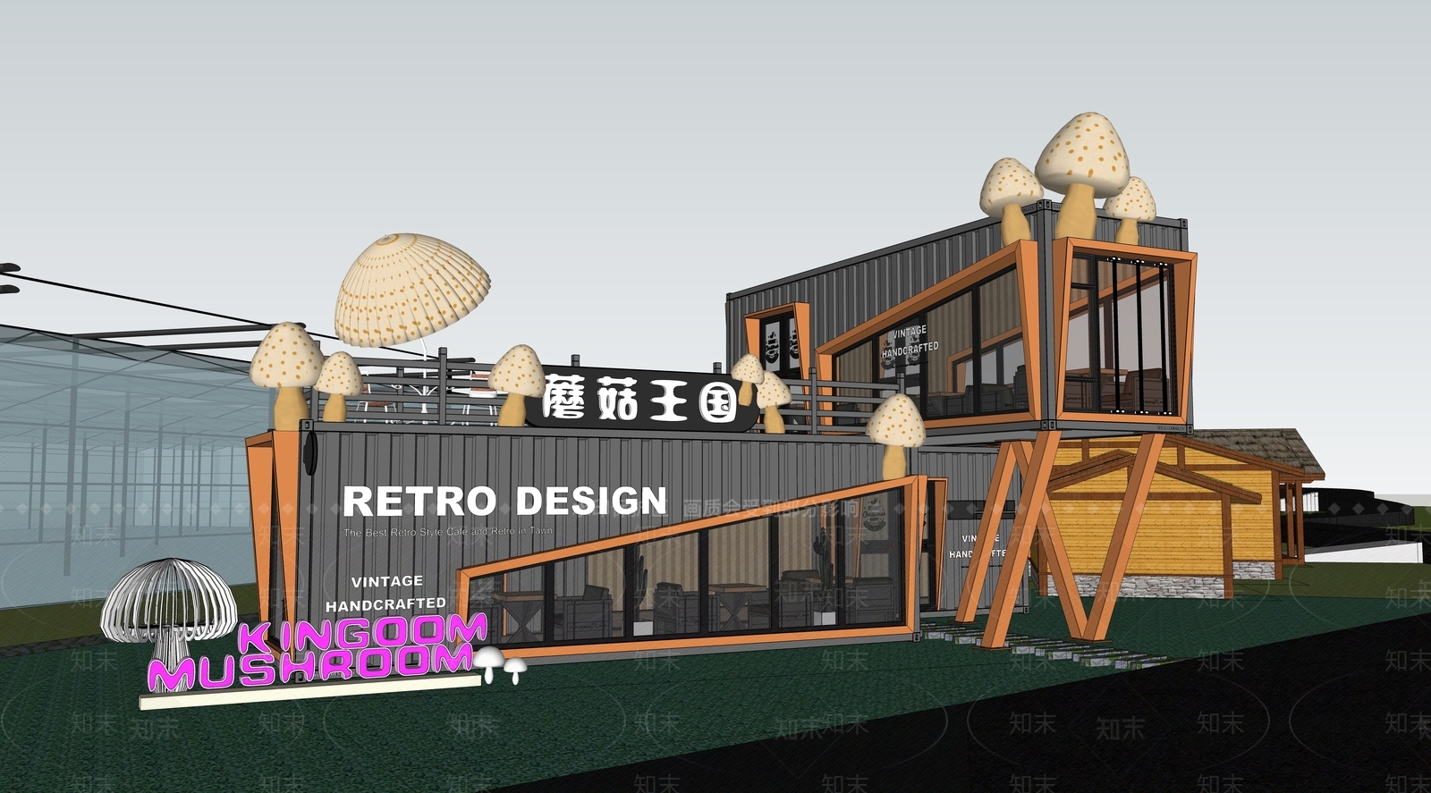 现代餐饮建筑SU模型下载【ID:1103961111】