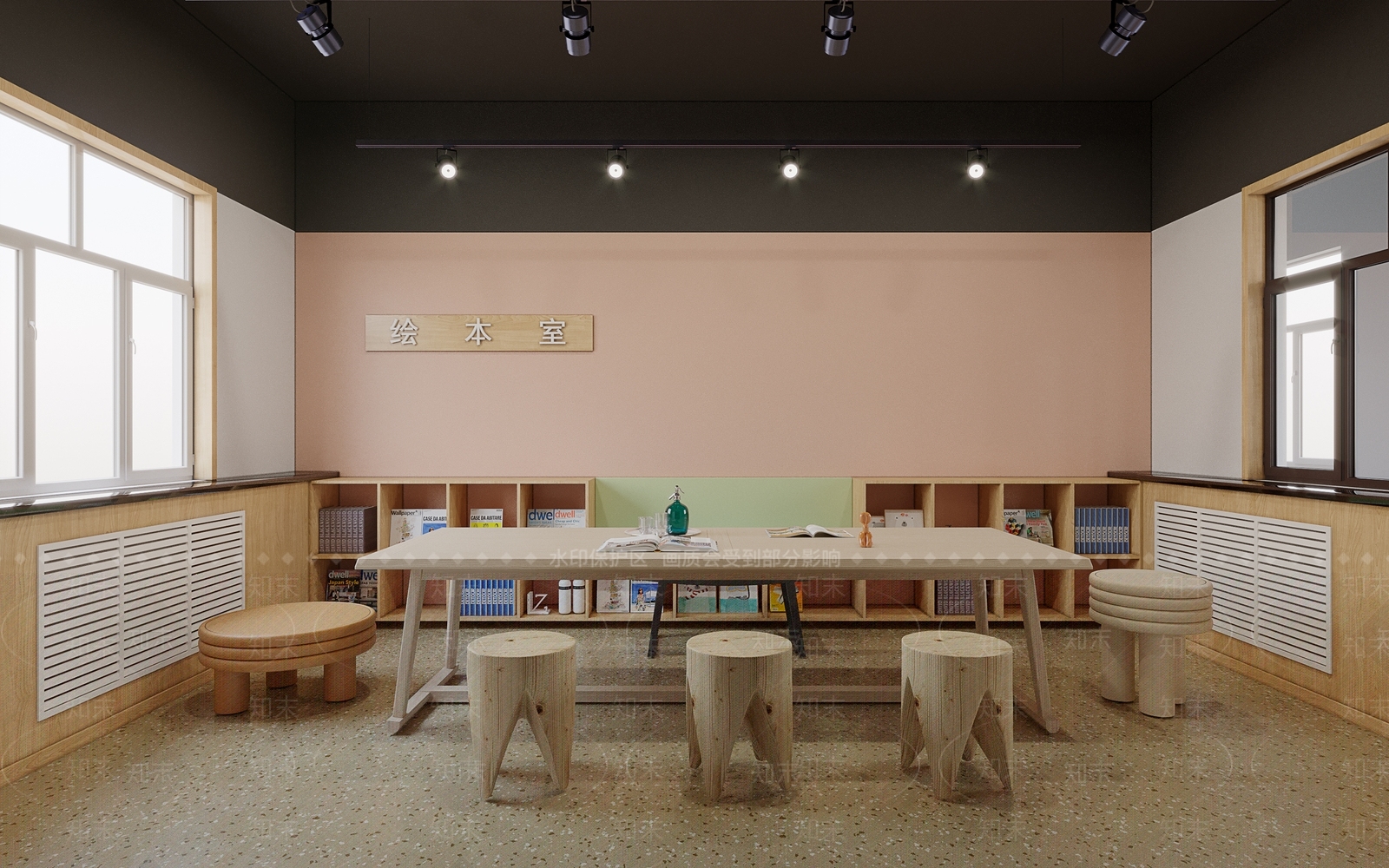现代幼儿园绘本室3D模型下载【ID:1103920983】