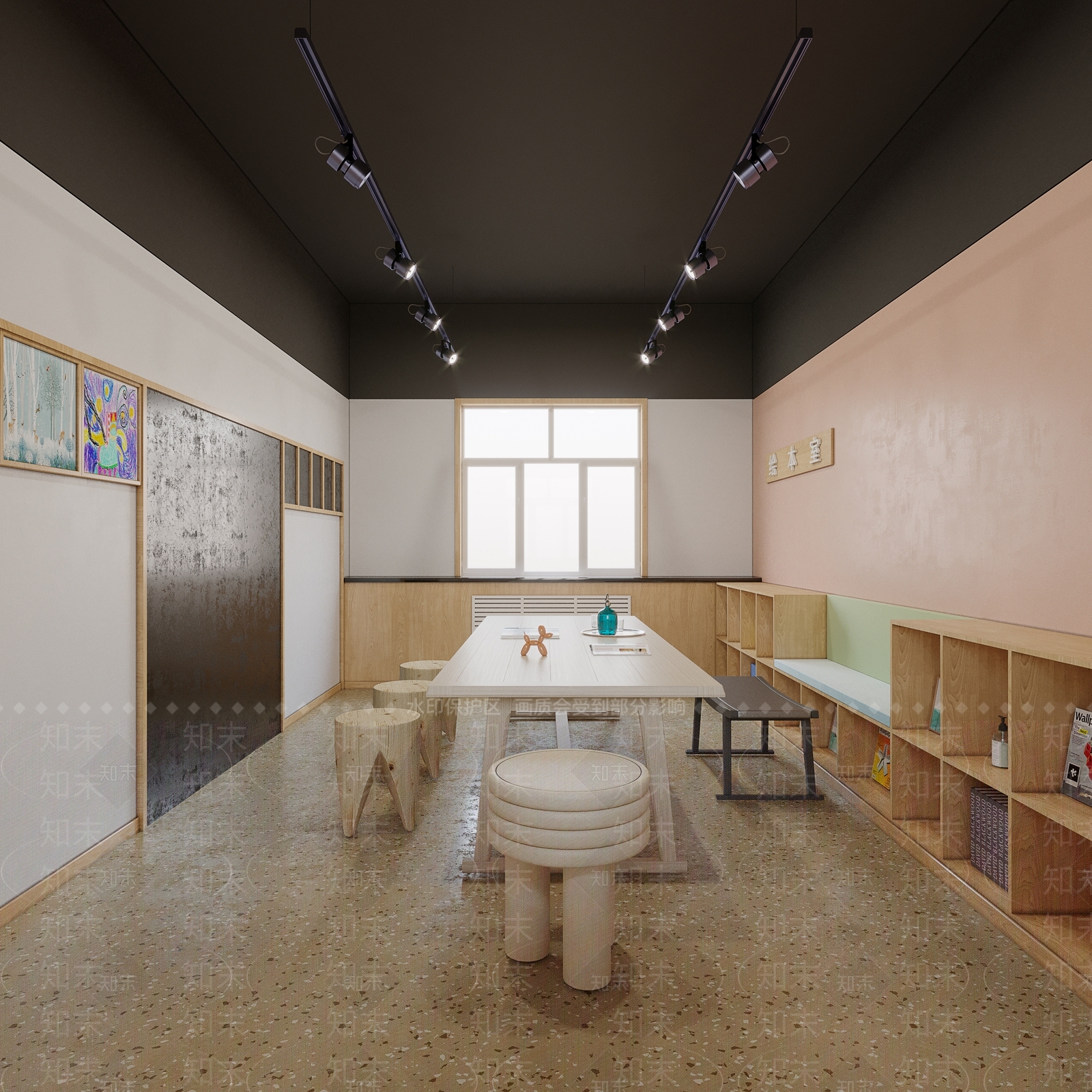 现代幼儿园绘本室3D模型下载【ID:1103920983】