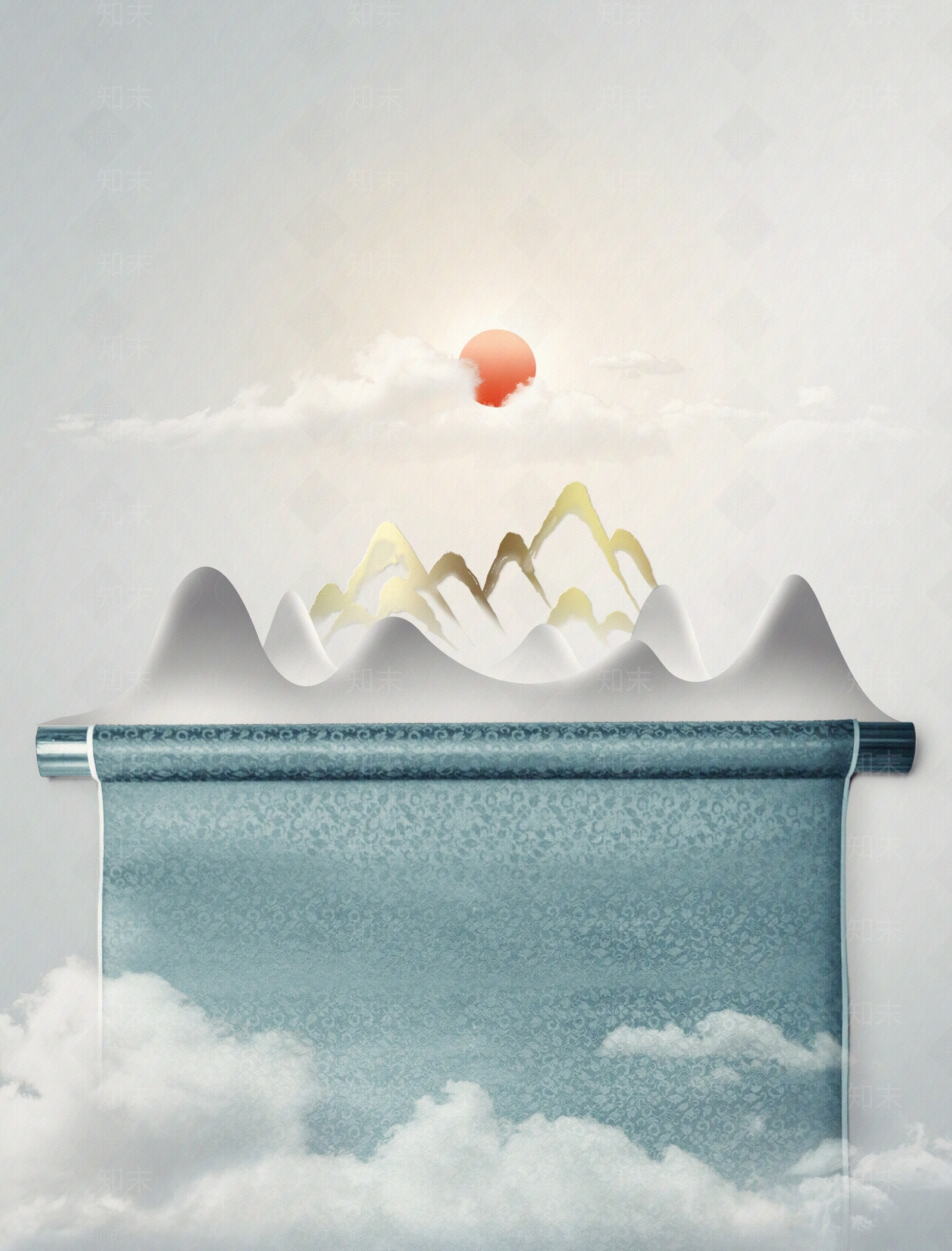 中式山水装饰画贴图下载