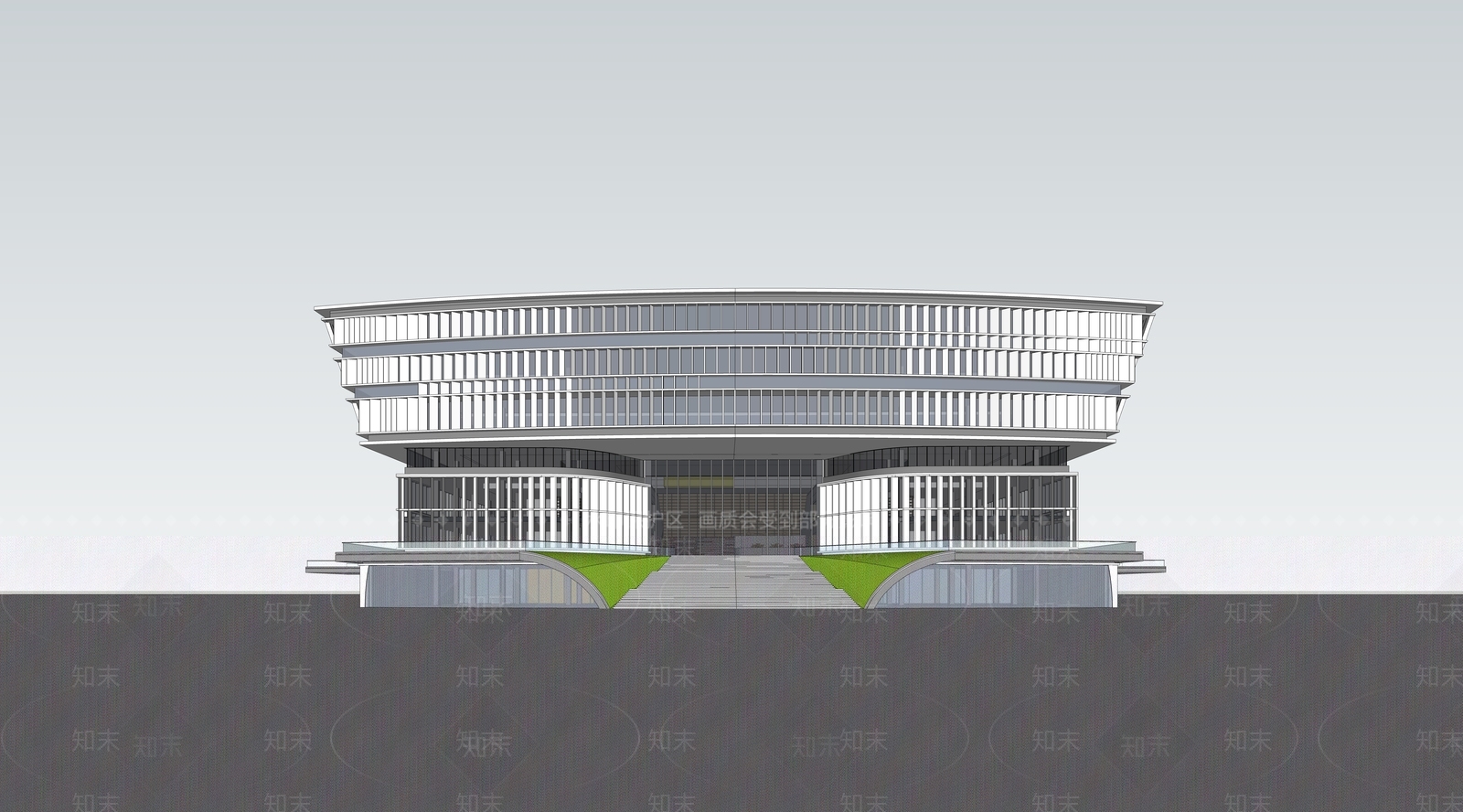 现代图书馆建筑SU模型下载【ID:1103930990】