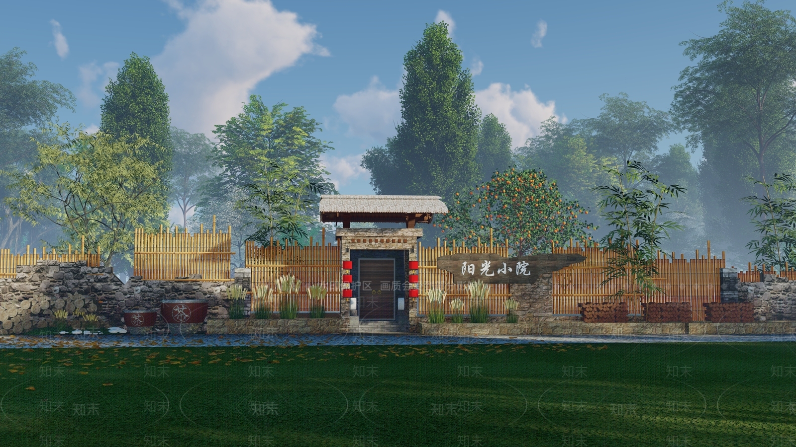 中式院落大门SU模型下载【ID:1103933633】