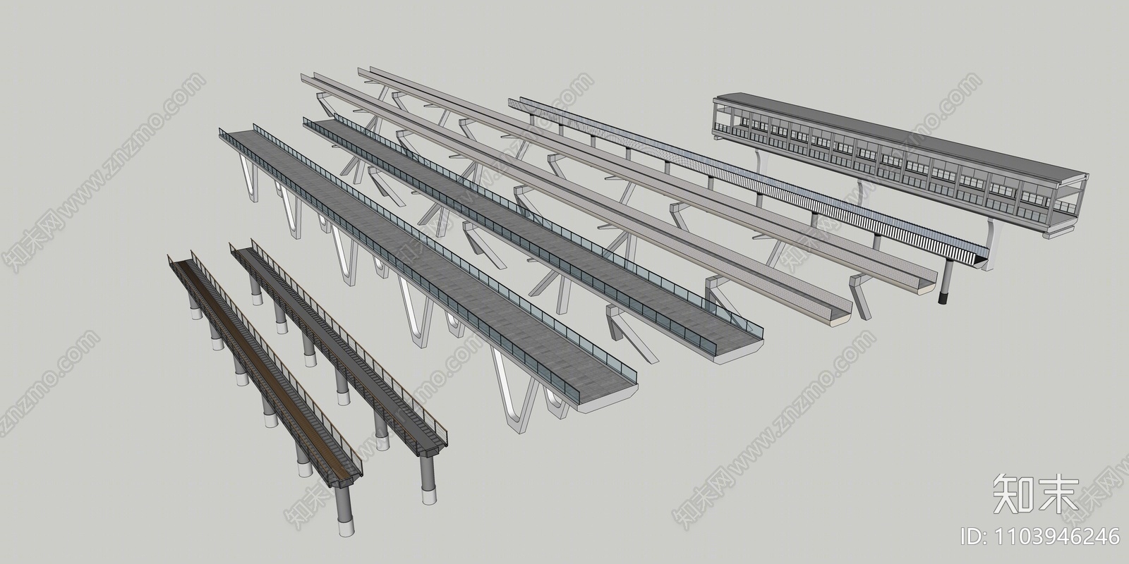 现代景观桥SU模型下载【ID:1103946246】