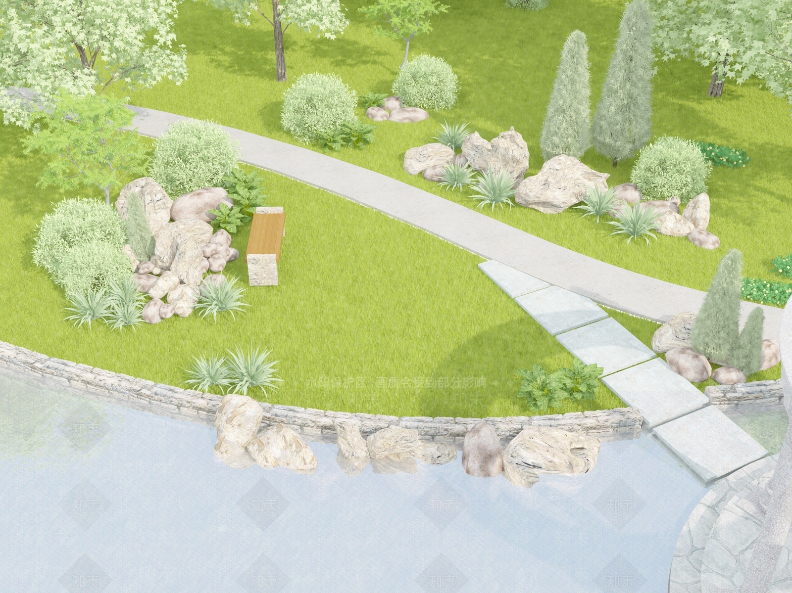 现代公园景观3D模型下载【ID:1103948633】_知末3d模型网