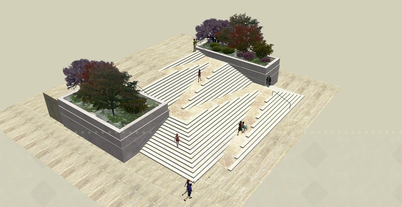 现代公园景观SU模型下载【ID:1104090276】