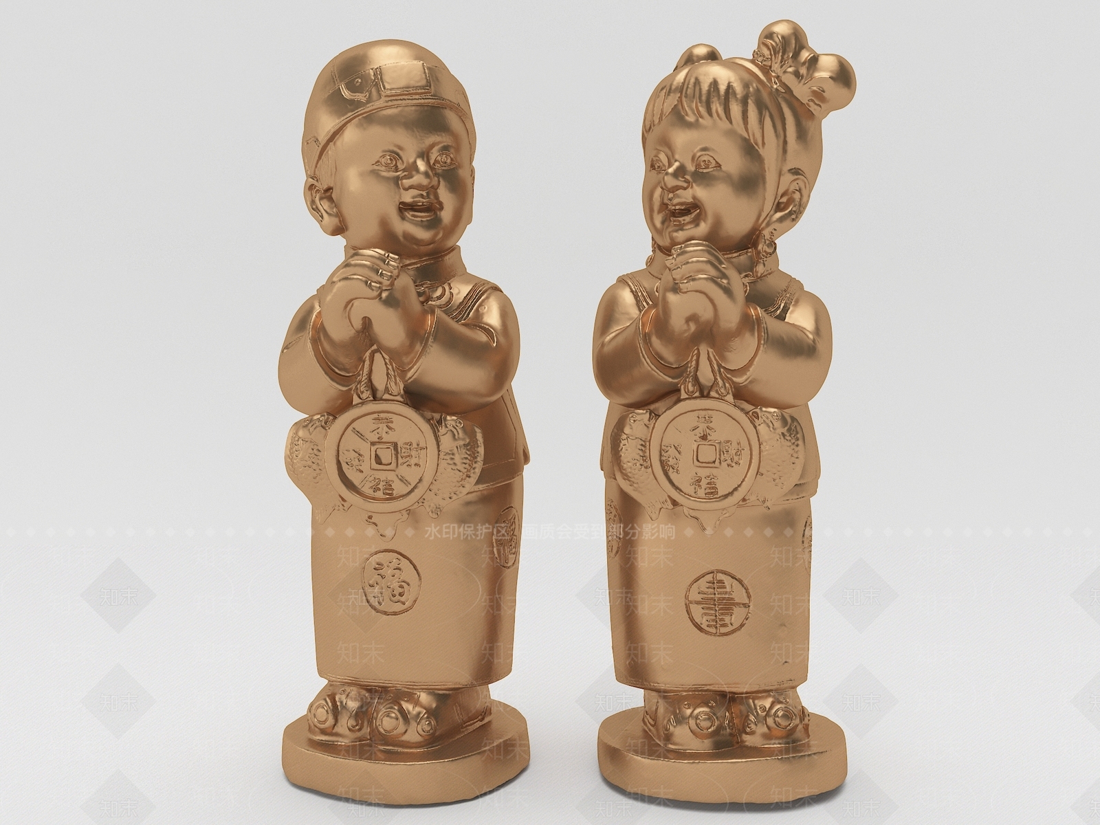 现代金童玉女雕像3D模型下载【ID:1103959521】