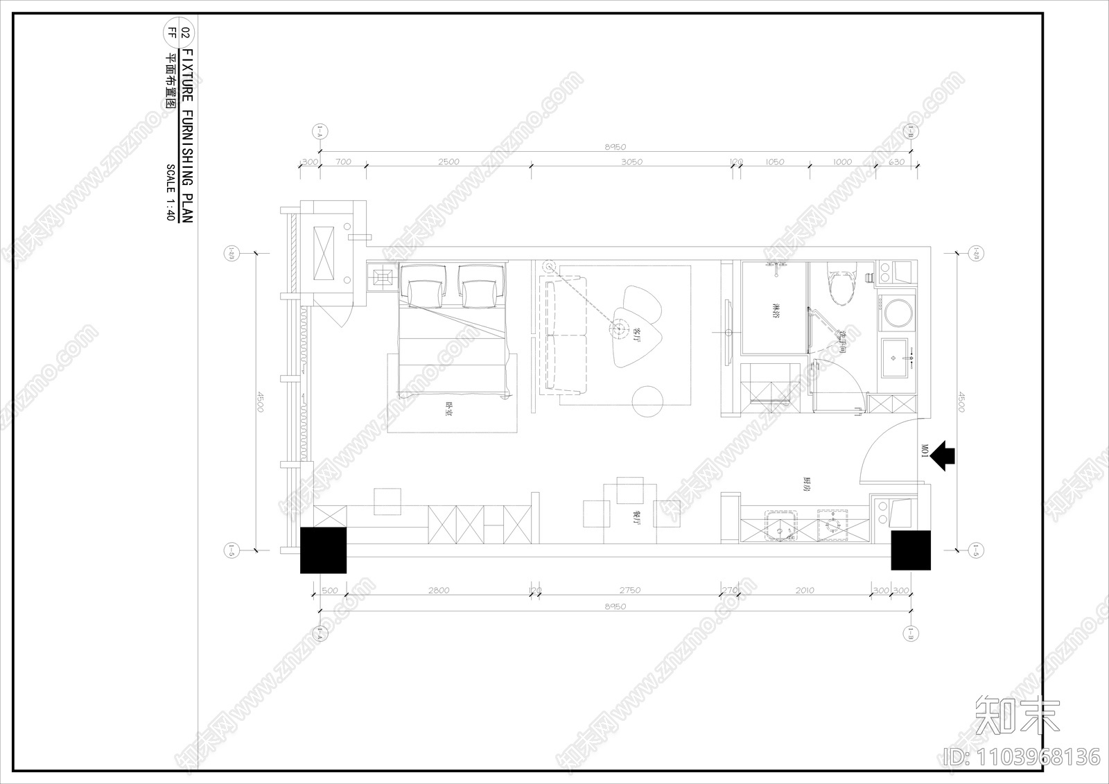 公寓施工图cad施工图下载【ID:1103968136】