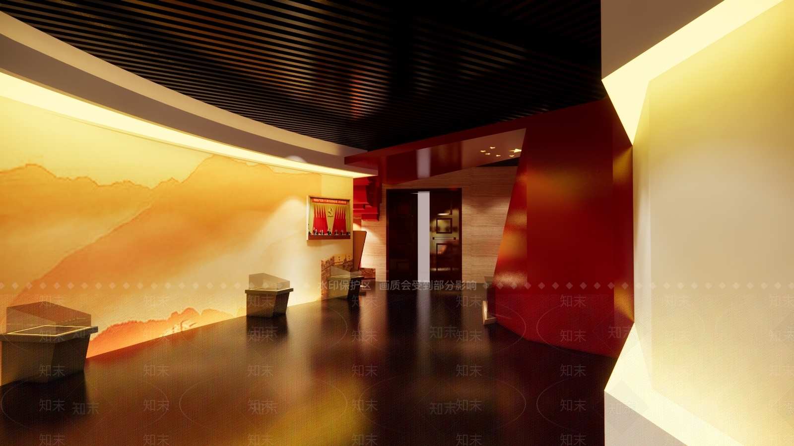 现代党建文教展厅SU模型下载【ID:1103968843】