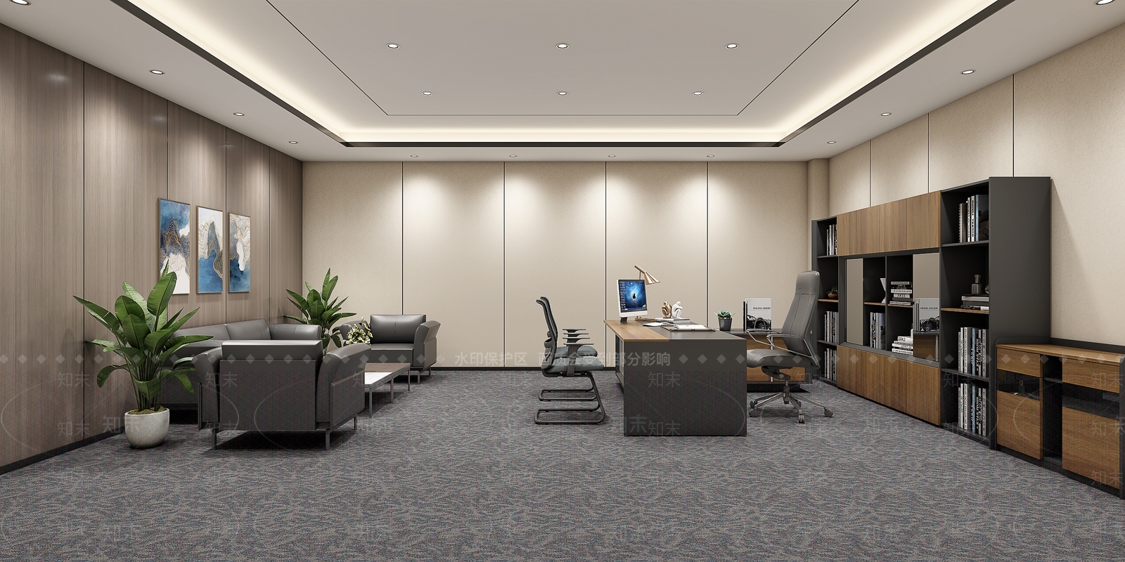现代经理办公室3D模型下载【ID:1103971259】_知末3d模型网