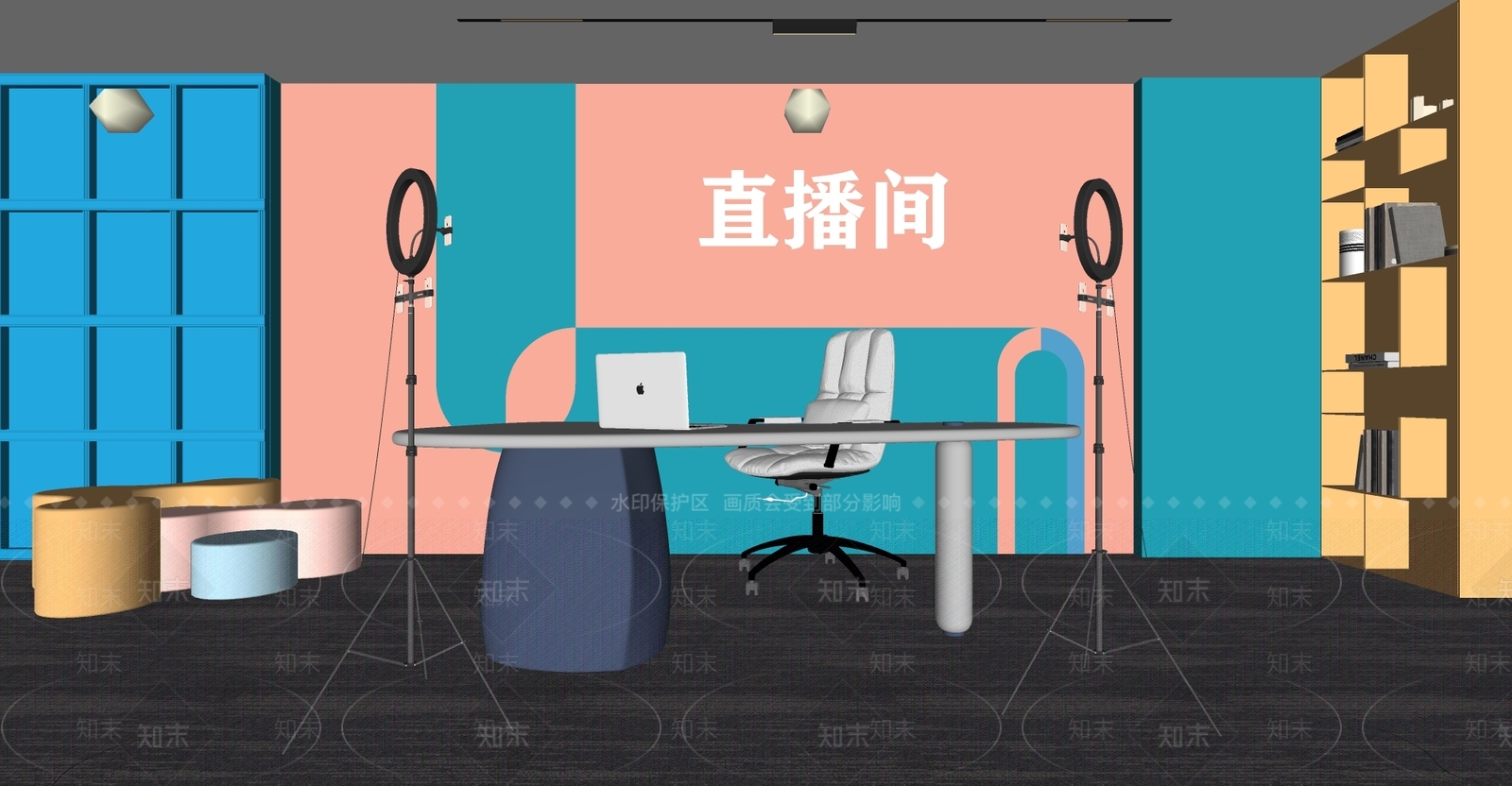现代网红直播间SU模型下载【ID:1103972394】
