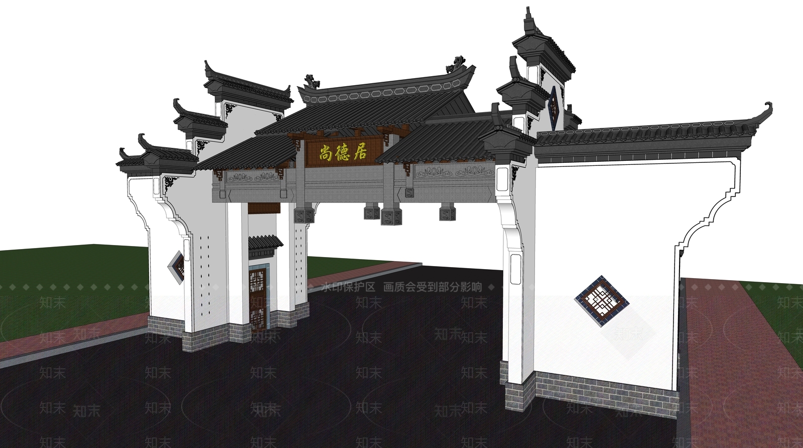 中式牌坊牌楼SU模型下载【ID:1103971737】