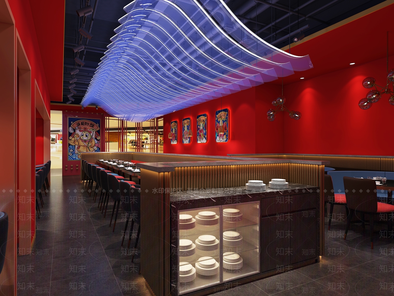 现代火锅店3D模型下载【ID:1104693016】