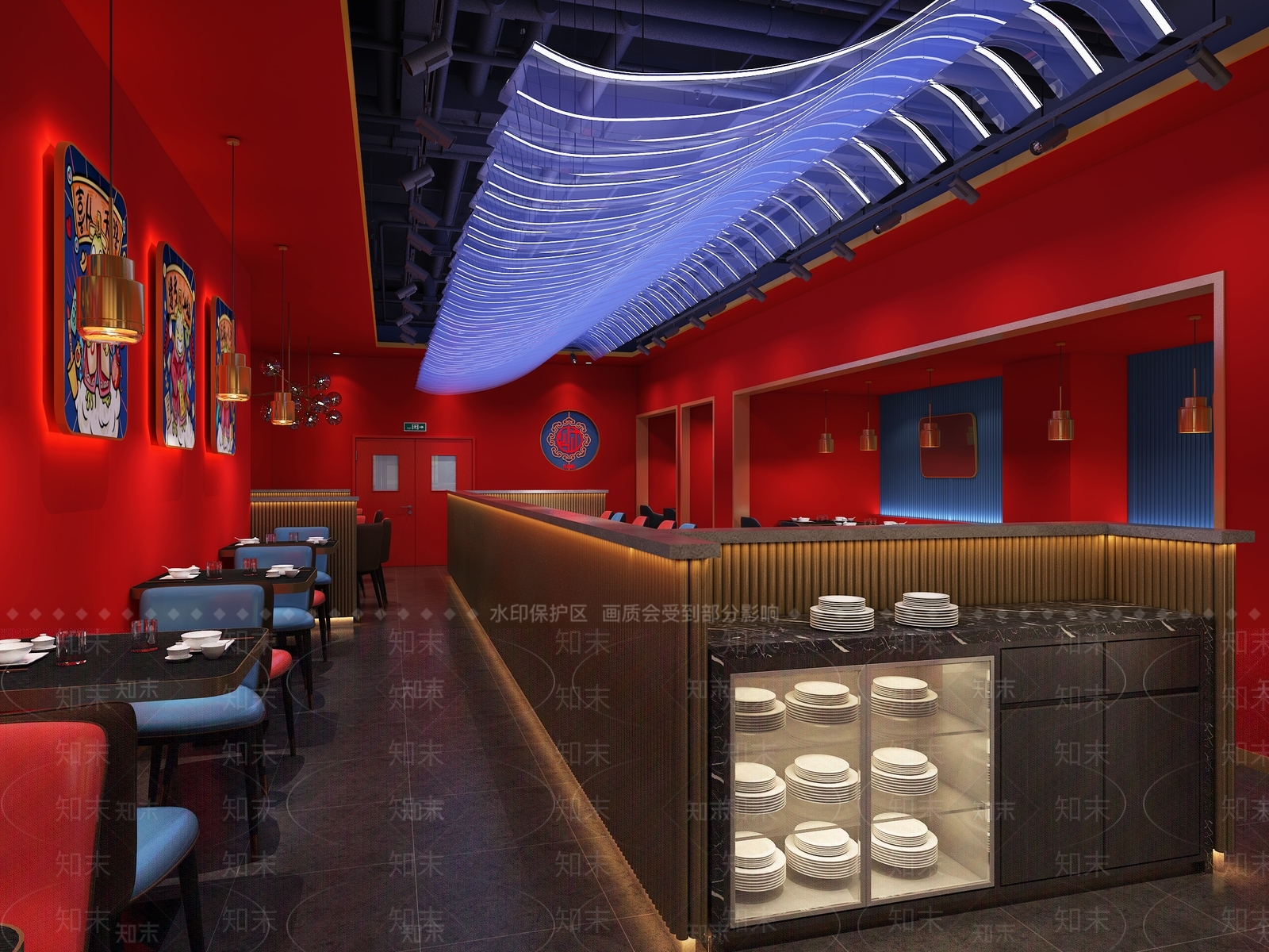 现代火锅店3D模型下载【ID:1104693016】
