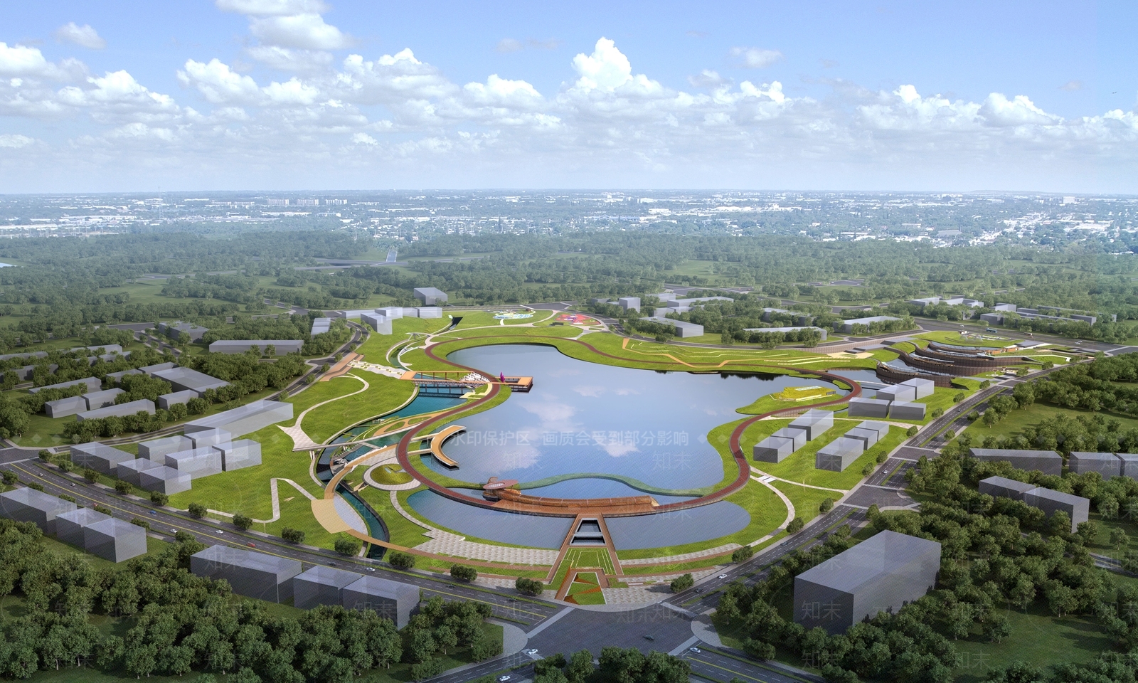 现代水上公园鸟瞰3D模型下载【ID:1103980327】