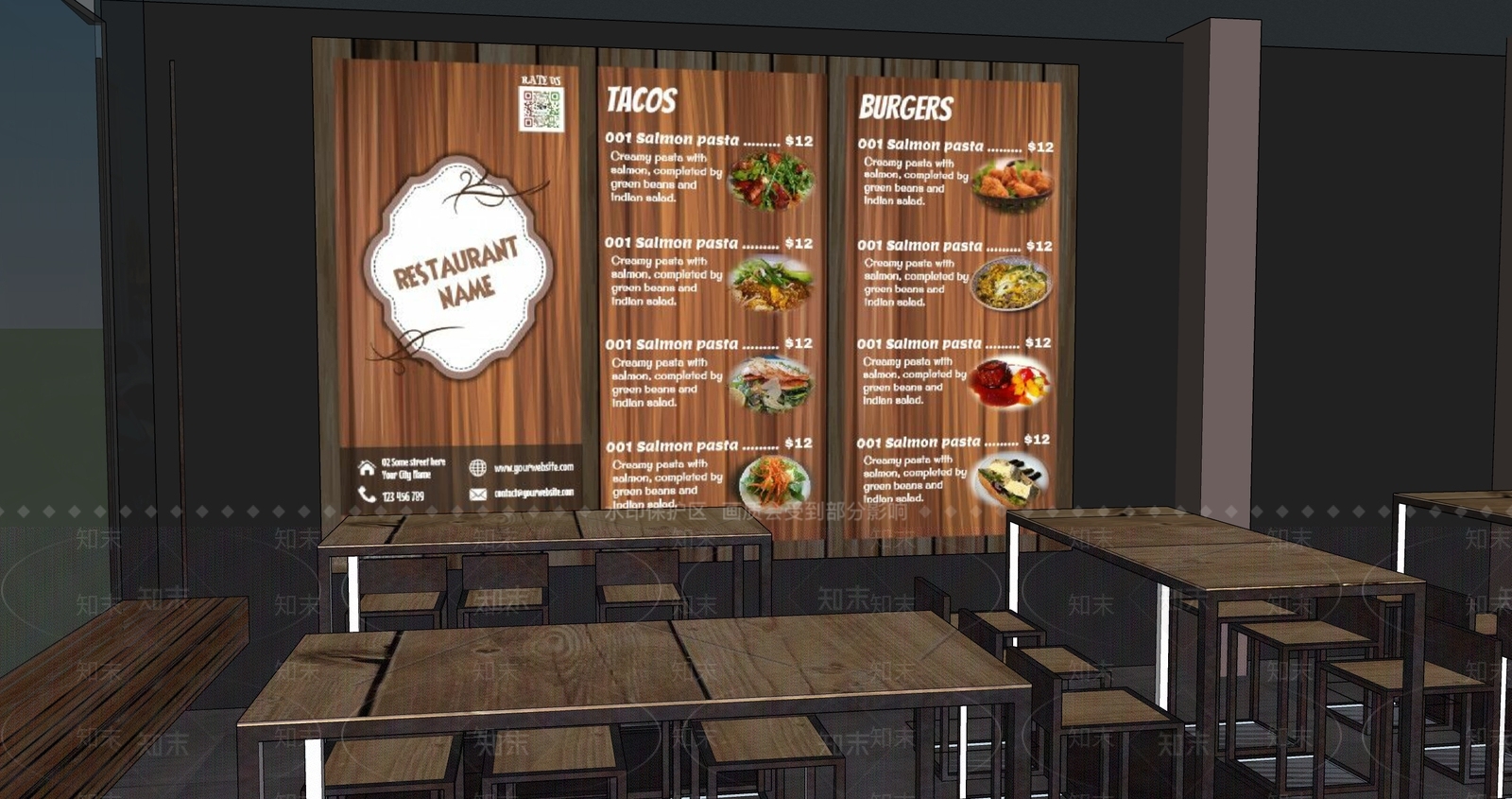 现代快餐店SU模型下载【ID:1103994276】