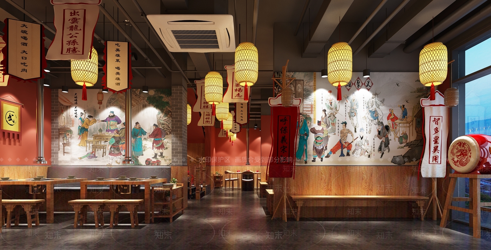 新中式中餐厅3D模型下载【ID:1221440416】