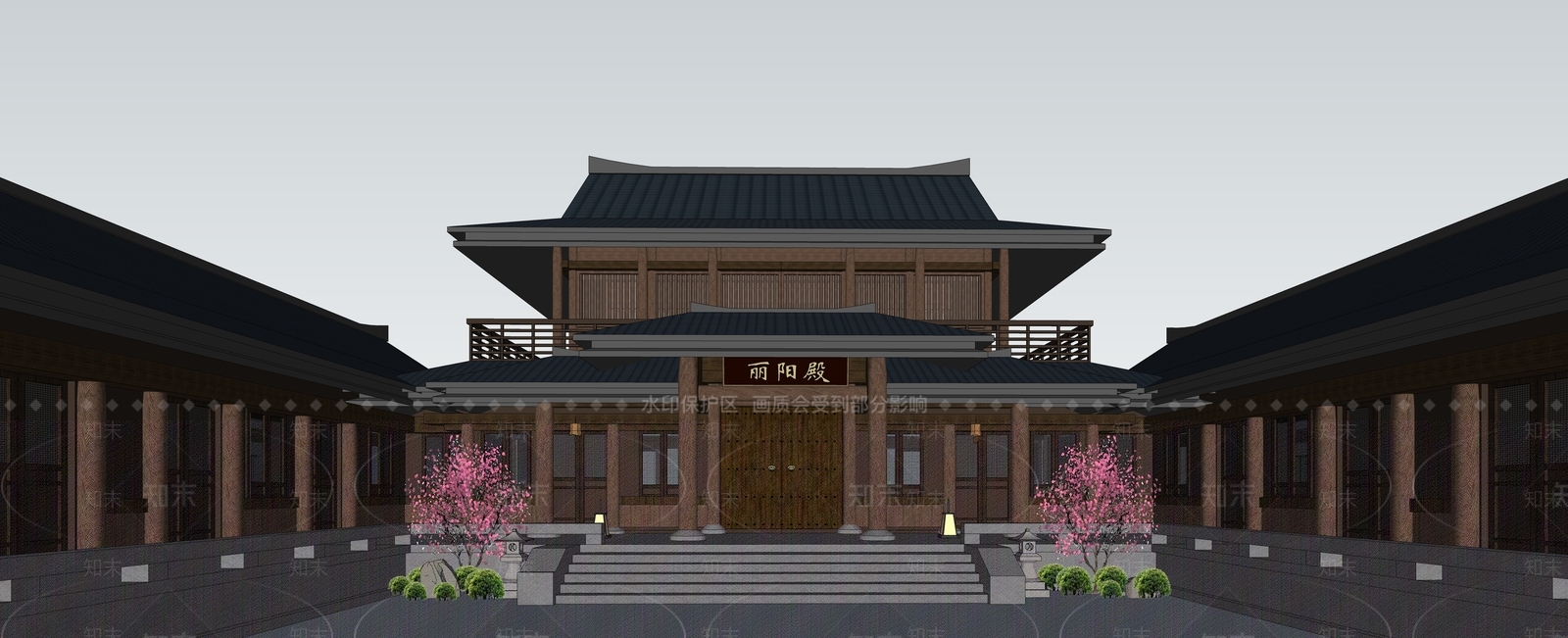 中式寺庙建筑SU模型下载【ID:1104029706】