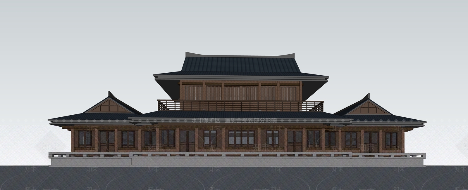 中式寺庙建筑SU模型下载【ID:1104029706】